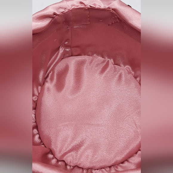 Vintage Handmade Dusty Rose Satin Hat Woman's Dressy Hat With Sequins Size 7? - Picture 7 of 8